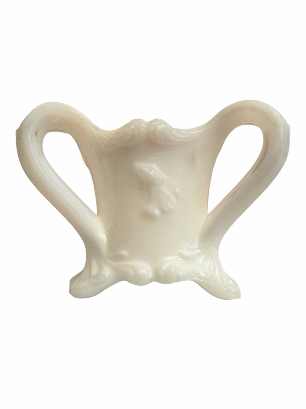 Vintage Kemple Milk Glass 3-Handled Pansy Toothpick Holder - Stamped K Mark